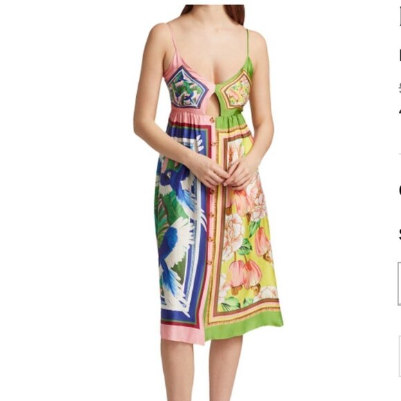 Farm Rio Women’s Double Scarfs Pastel Midi Dress - Picture 3 of 7